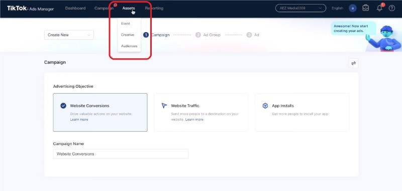 Assets-TikTok-Ads-Campaignని సెటప్ చేయండి