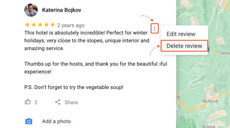 Arvostelujen poistaminen ja muokkaaminen Google my business -palvelussa