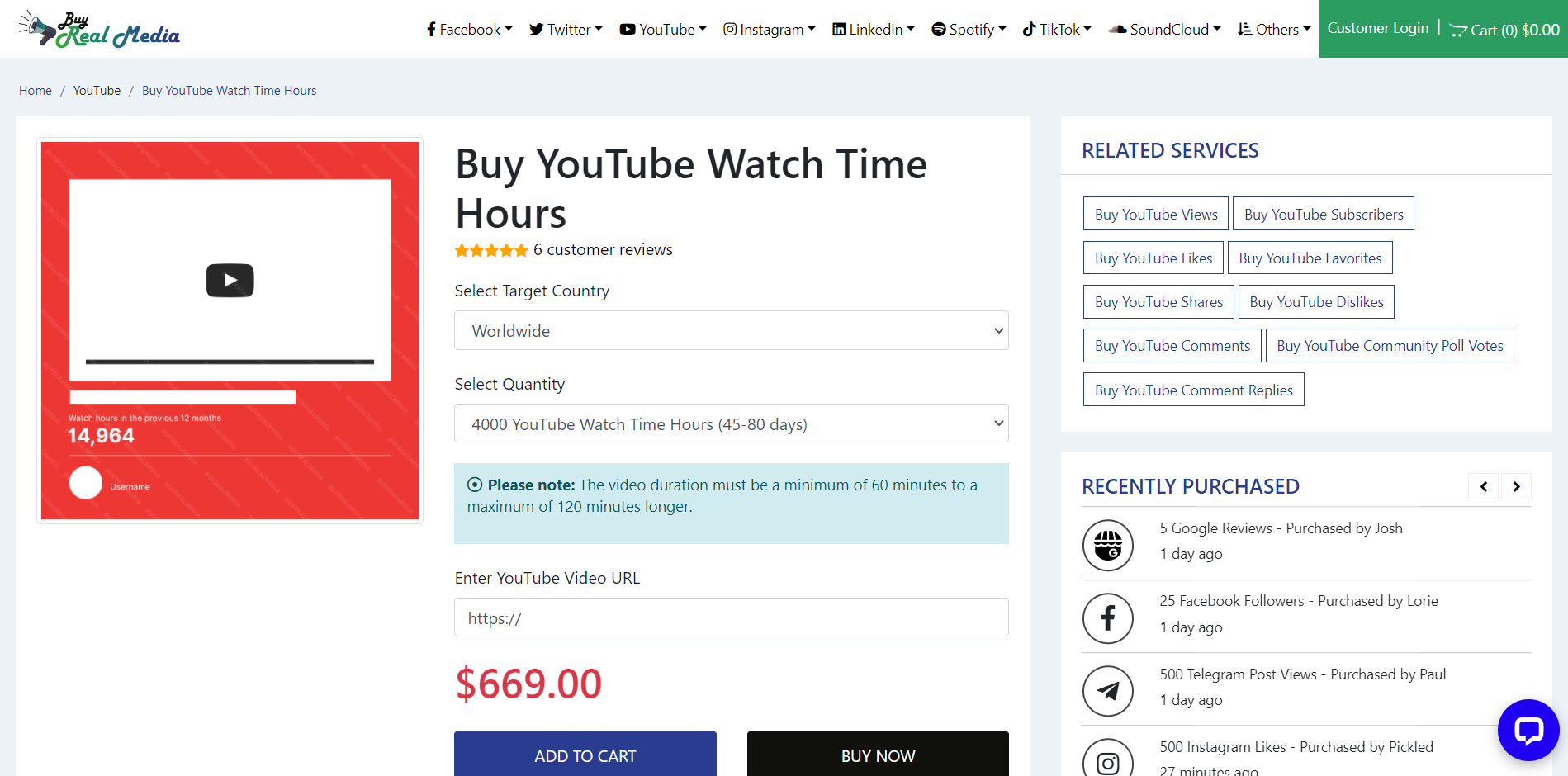 Buy youtube watch time hours