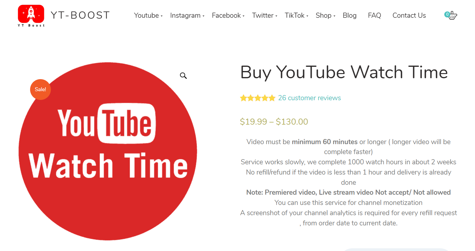 αγοράστε χρόνο παρακολούθησης στο youtube